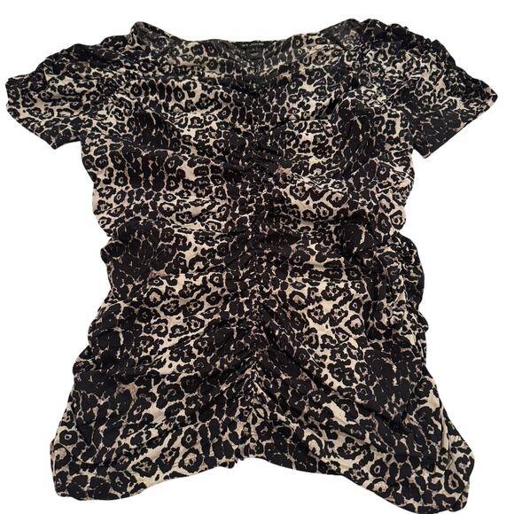 St. John Ruched Leopard Print Top - Size Medium - Picture 1 of 5